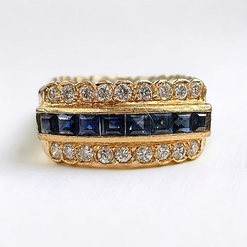 Diamond, Sapphire, 18k Yellow Gold Ring for sale at auction on 13th ...