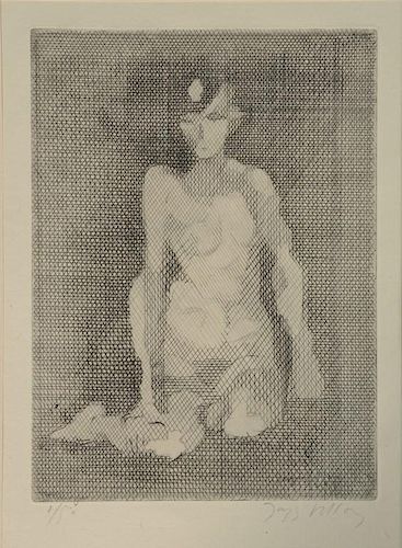 Two piece lot to include Jacques (Gaston Duchamp) Villon (1875-1963), nude tching, 1/50 pencil signed lower right, sight size