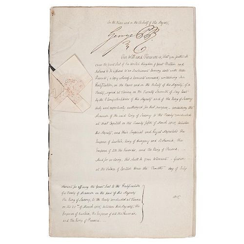George IV Manuscript Document Signed, 1815