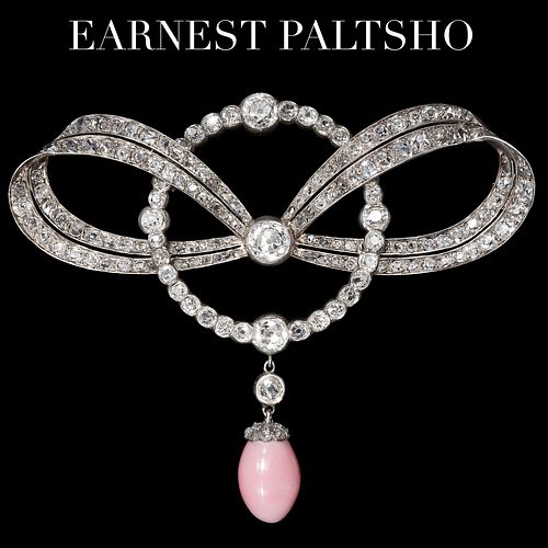 ERNST PALTSCHO (Attrib. to), BELLE EPOQUE LARGE DIAMOND AND CONCH PEARL BROOCH