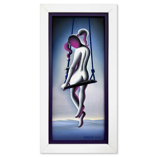 Mark Kostabi, "Yes?" Framed Original Oil Painting on Canvas, Hand Signed with Letter of Authenticity
