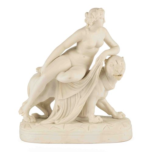 CONTINENTAL PARIAN FIGURAL GROUP OF ARIADNE AND PANTHER