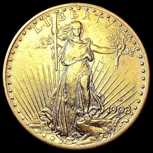 1908-D $20 Gold Double Eagle CLOSELY UNCIRCULATED