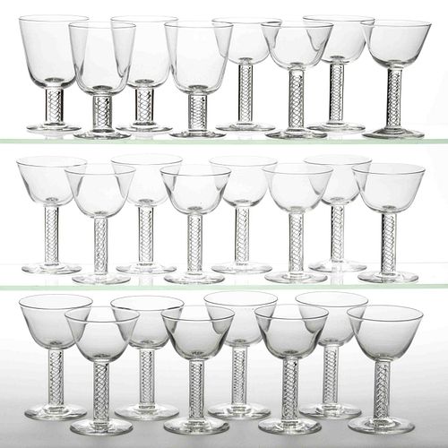 STEUBEN NO. 8011 CRYSTAL ART GLASS DRINKING ARTICLES, LOT OF 24