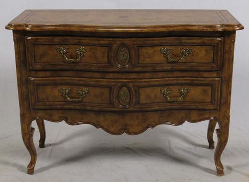 COUNTRY FRENCH WALNUT AND LEATHER TOP CHEST C1900