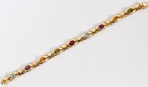 10CT GEMSTONE AND 14KT YELLOW GOLD BRACELET