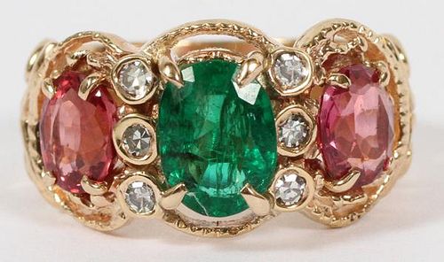 GEMSTONE AND 14KT YELLOW GOLD RING