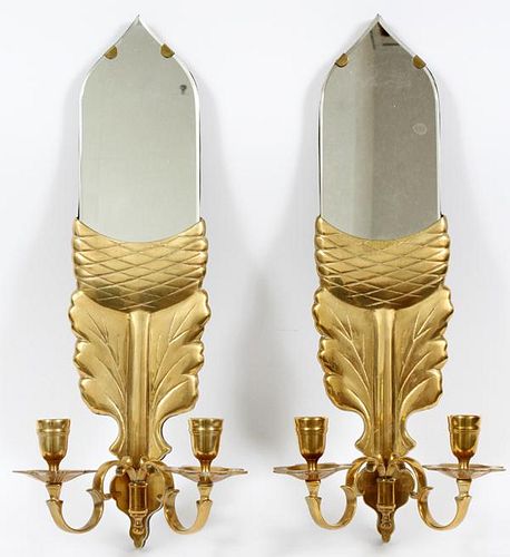 CHAPMAN BRASS AND MIRRORED GLASS WALL SCONCES 1972