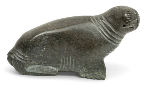 Canada Inuit Carved Stone Walrus H 8" W 14" L 15"
