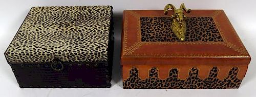 COVERED LEATHER CLAD AND FAUX FUR HINGED BOXES