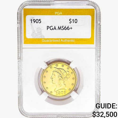1905 $10 Gold Eagle PGA MS66+ 