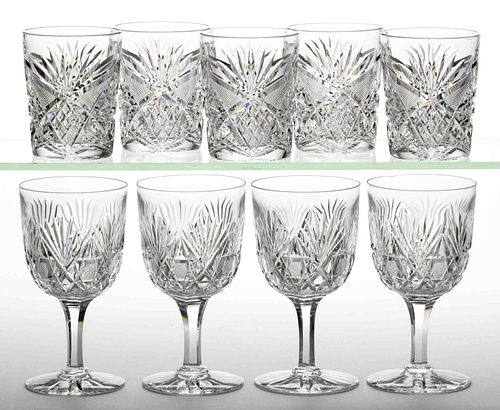 BRILLIANT CUT GLASS DRINKING ARTICLES, LOT OF NINE