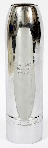 TRENCH ART VICTORY WW I 75MM ARTILLERY SHELL