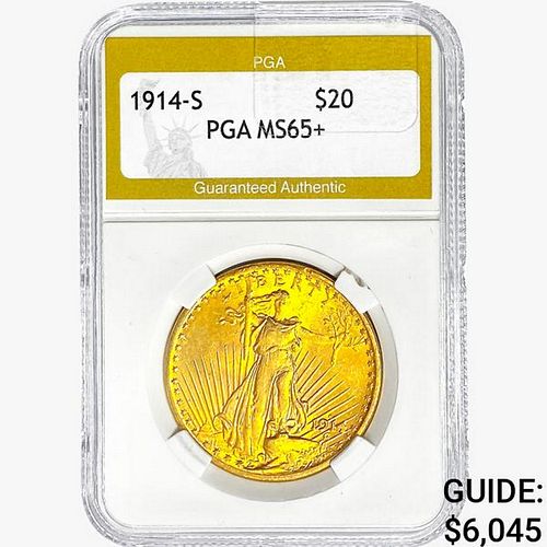 1914-S $20 Gold Double Eagle PGA MS65+ 