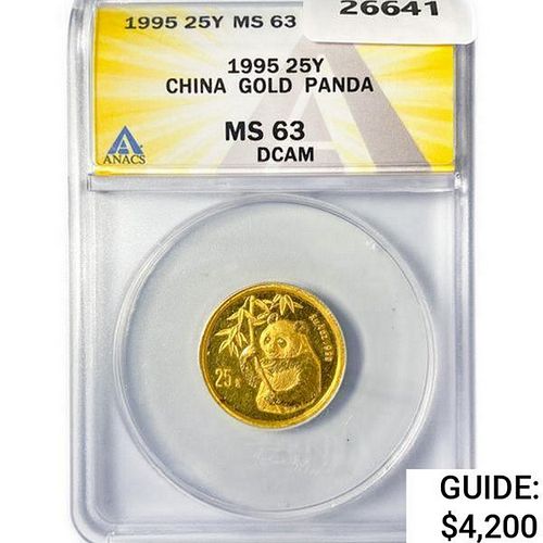 1995 25Y 1/4oz China Gold Panda ANACS MS63 DCAM