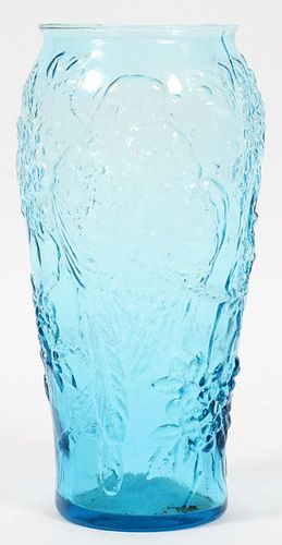 BLUE PARAKEET MOTIF GLASS VASE