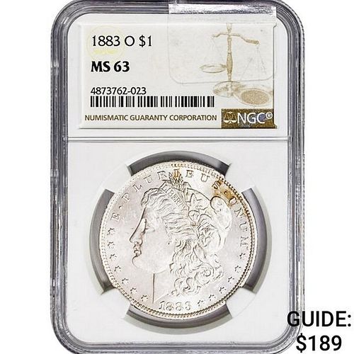 1883-O Morgan Silver Dollar NGC MS63 