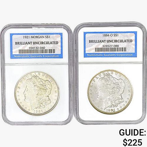 1884&1921 [2] Morgan Silver Dollar NGC BU 