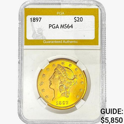 1897 $20 Gold Double Eagle PGA MS64 