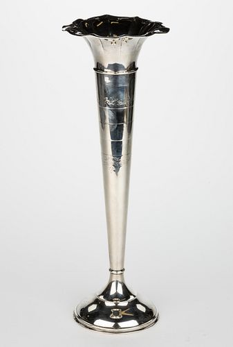 ALVIN WEIGHTED STERLING SILVER TALL TRUMPET VASE