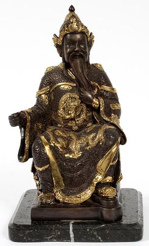 CHINESE BRONZE SEATED EMPEROR