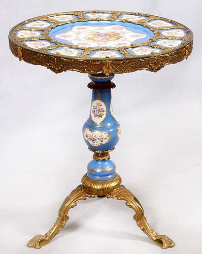 FRENCH STYLE PORCELAIN & GILT METAL TABLE