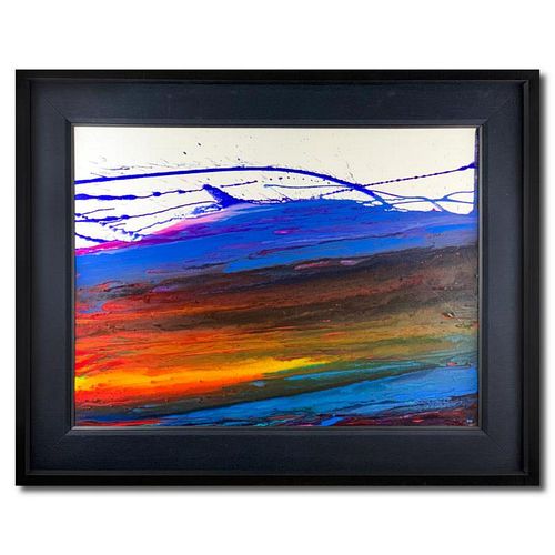 Wyland, "Sunset Watch" Framed Original Painting on Canvas, Hand Signed with Letter of Authenticity.