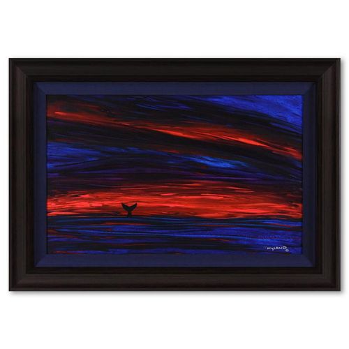 Wyland, "Whale Tail" Framed Original Painting on Canvas (47.5" x 33.5"), Hand Signed with Letter of Authenticity.
