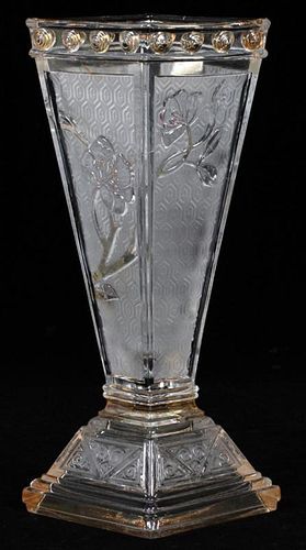 BACCARAT GLASS DIAMOND FORM VASE CIRCA 1920