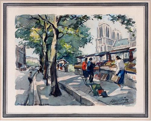 FRENCH WATERCOLOR C 1950