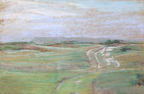 Annie Barker Folger Pastel on Paper "Tom Nevers Head from Near the Pond"