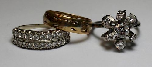 JEWELRY. Gold and Diamond Ring Grouping.