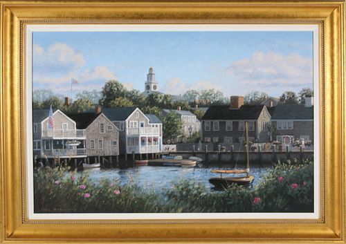 Neil McAuliffe Oil on Canvas "Nantucket View from the Harbor"
