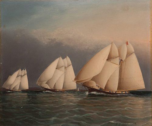 JAMES EDWARD BUTTERSWORTH, (English/American, 1817-1894), The Start of the Great Transatlantic Yacht Race