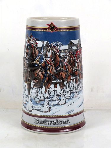 1993 Budweiser Christmas "Hitch on a Winter's Evening" Stein 6¾ Inch CS St. Louis Missouri