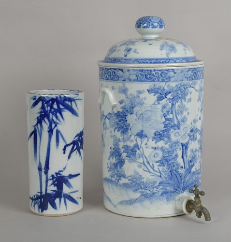 Two Pieces of Japanese Blue and White Porcelain 