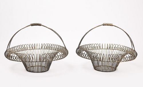 Pair of Large Wire Flower Baskets