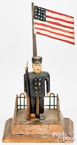 Carved and painted soldier, early 20th c.