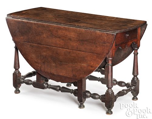 Large William and Mary walnut gateleg dining table