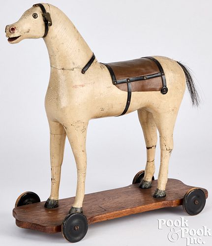 Morton Converse painted platform horse pull toy