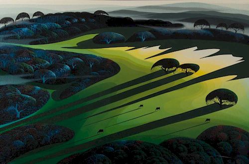 EYVIND EARLE, (American, 1916-2000), Silent Meadow and Ancient Tree