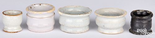 Five small Delftware ointment jars, 17th c.