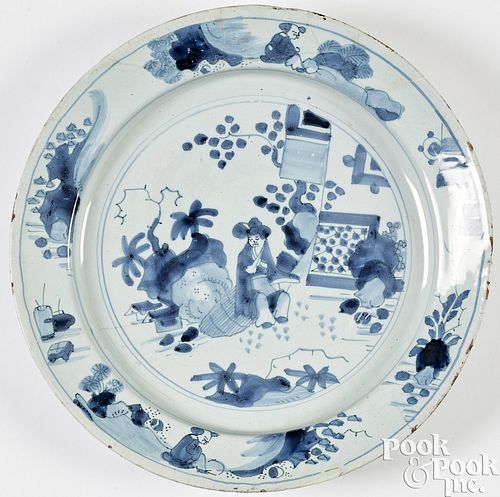 Large English Delftware charger, early 18th c.