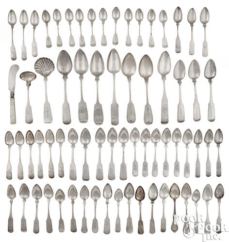 Ithaca, New York coin silver, mostly spoons