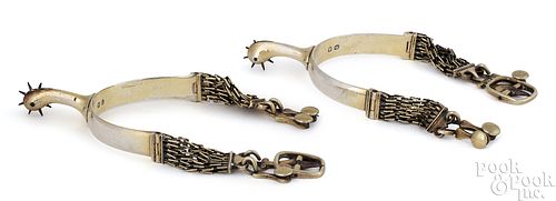 Two English silver spurs