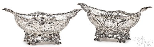 Pair of English silver baskets, 1889-90
