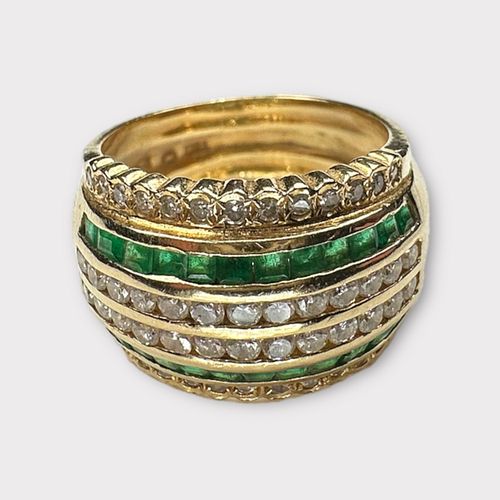 Diamond, Emerald, 18k Yellow Gold Ring for sale at auction on 13th ...
