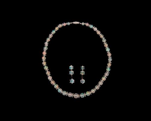 Opal Bead Necklace and Earpendants