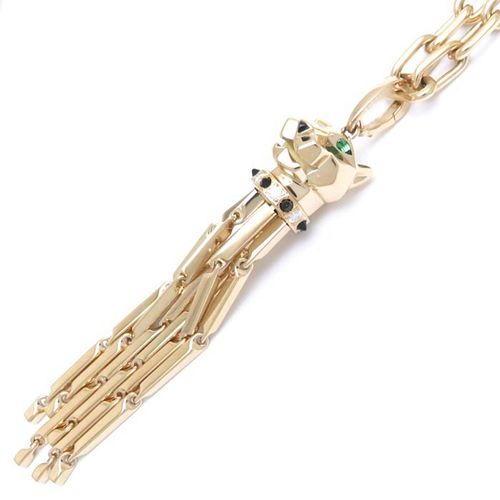 CARTIER PANTHERE SPARTACUS MULTI-STONE 18K YELLOW GOLD LONG NECKLACE
