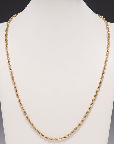 ESTATE 14KT YELLOW GOLD ROPE CHAIN NECKLACE